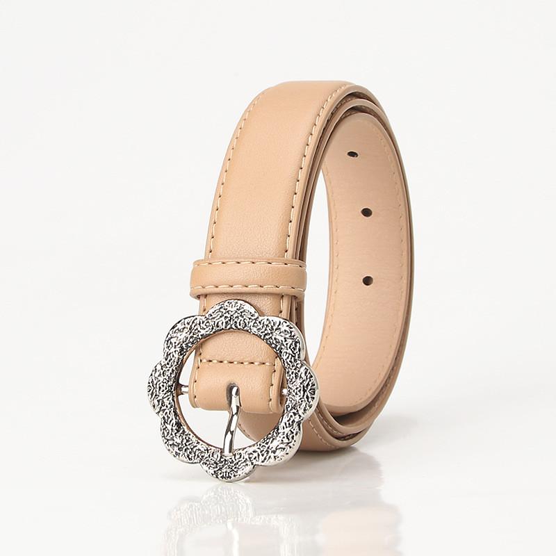 Damen Vintage Blumenmuster Pu-Gürtel Mit Legierungsschnalle Für Freizeit- Und Bürokleidung