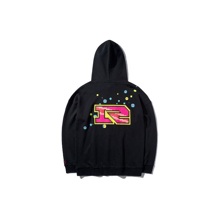 Li Ning Sportmode Serie E-Sport Element Bedruckter Lockerer Hoodie Herren Hoodies Schwarz AWDPD11-1