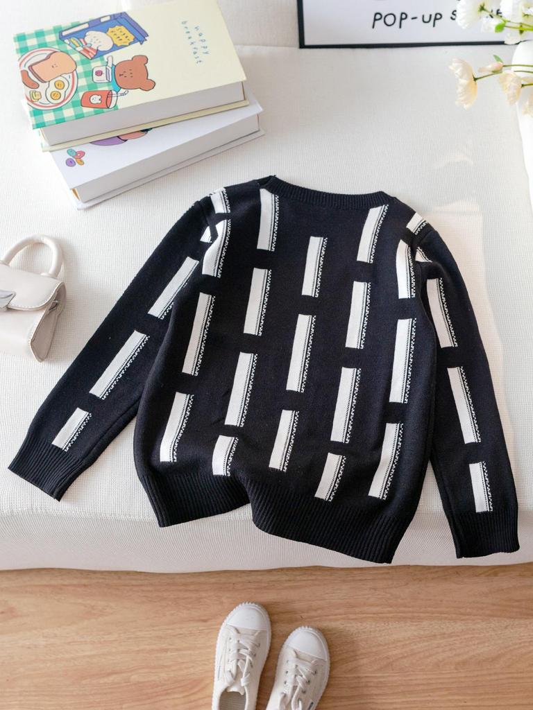 2025 Autumn/Winter Trendy Kids' Round Neck Jacquard Knit Sweater