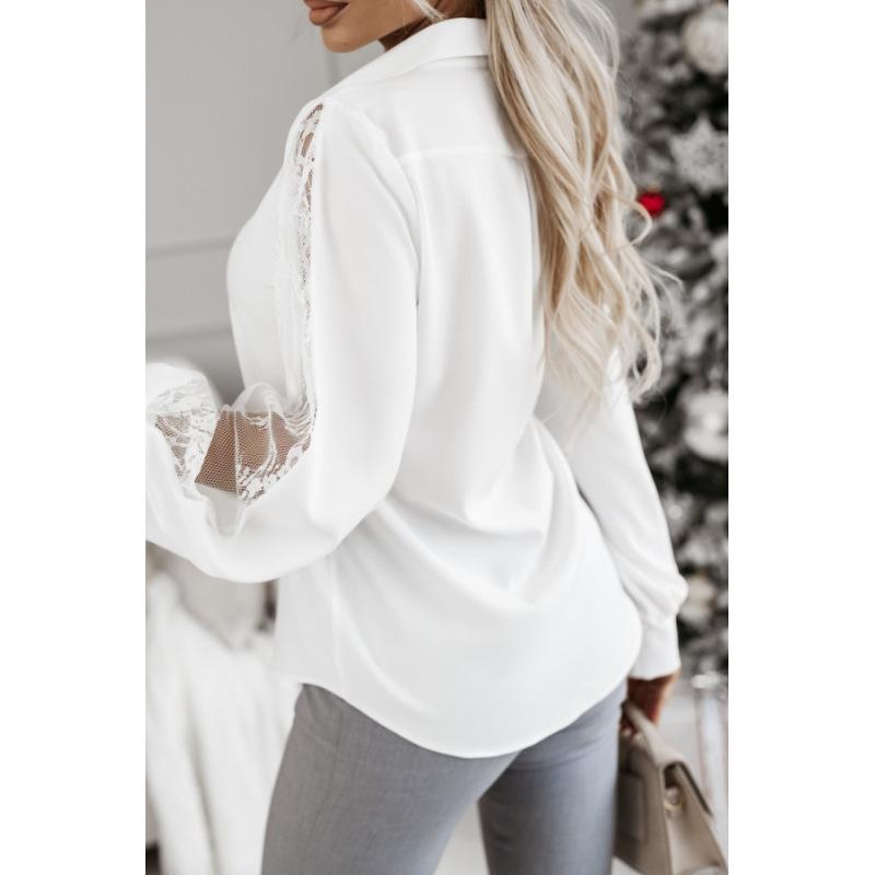 Tooxika New Women's Long-sleeved Tops With Lapel Buttons And Lace Stitching Shirts For Women