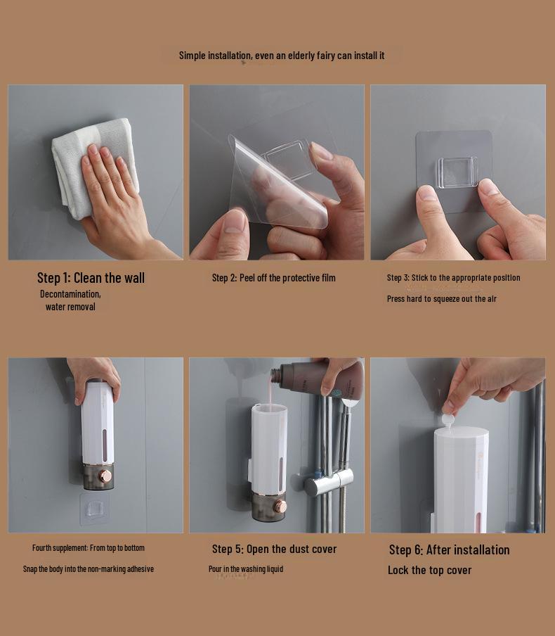 Handcrafted Wall-Mounted Soap Dispenser with Bath Brush for Foam and Gel