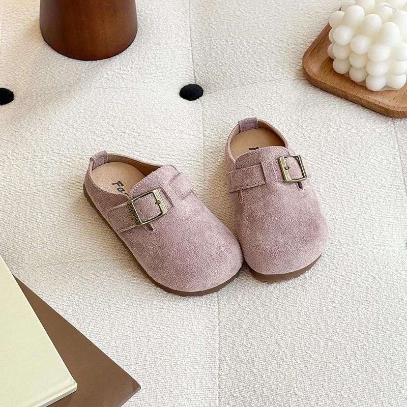 Mädchen Kork Clogs Schuhe Flach Geschlossene Zehen Dicke Sohle Hausschuhe für Kinder Outdoor Freizeit Junge Flache Hausschuhe Zapatos De Mujer