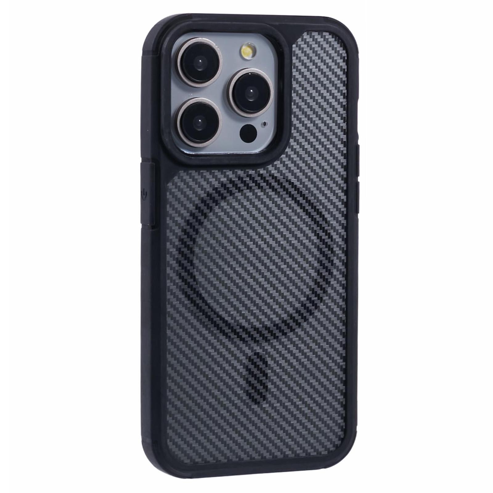 

Чехол для iPhone 15 Pro Max, совместимый с защитным чехлом MagSafe Carbon Fiber TPU+PC Anti-Drop Phone Cover A