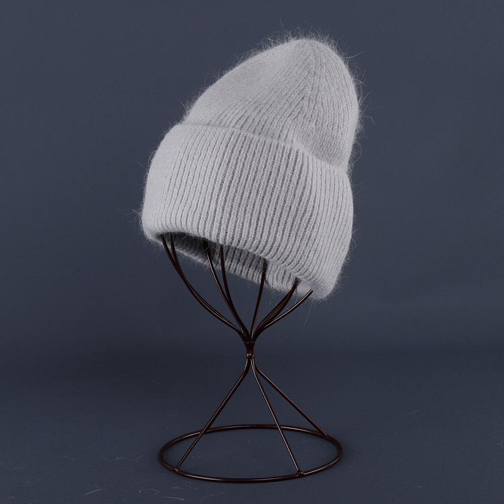 Rabbit Fur Beanies Soft Warm Fluffy Winter Hat for Women Angora Knitted Hat Beanies Female Bonnet warm Woman Knit Cap