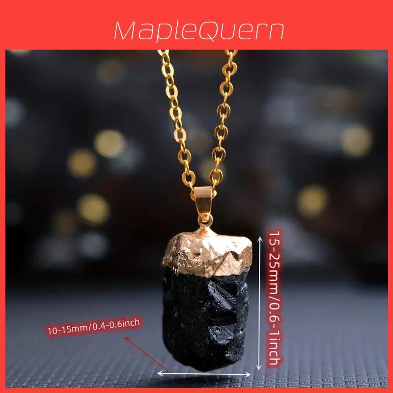 Natural Black Titan Crystal Pendant With Silver Plating For Jewelry