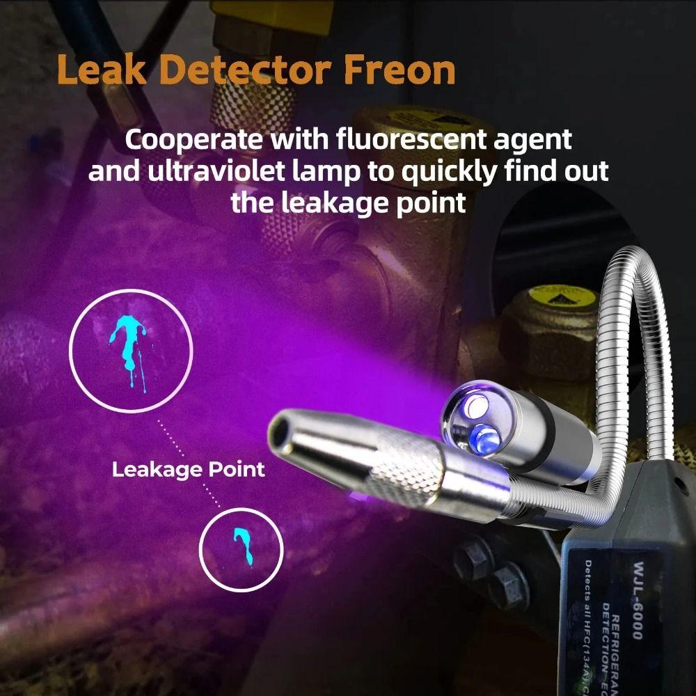 WJL-6000 Freon Leak Detector Audible & Visual Alarm Fast Response Refrigerant Gas Detector R22 R410A R134A R1234YF Gas Sniffer