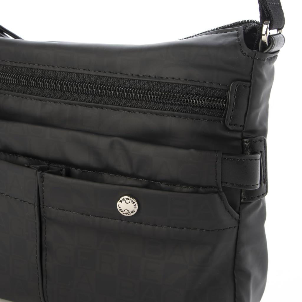 Labagagerie Monogram Square Nylon Shoulder Bag, SS Size, B004604, Black (10)