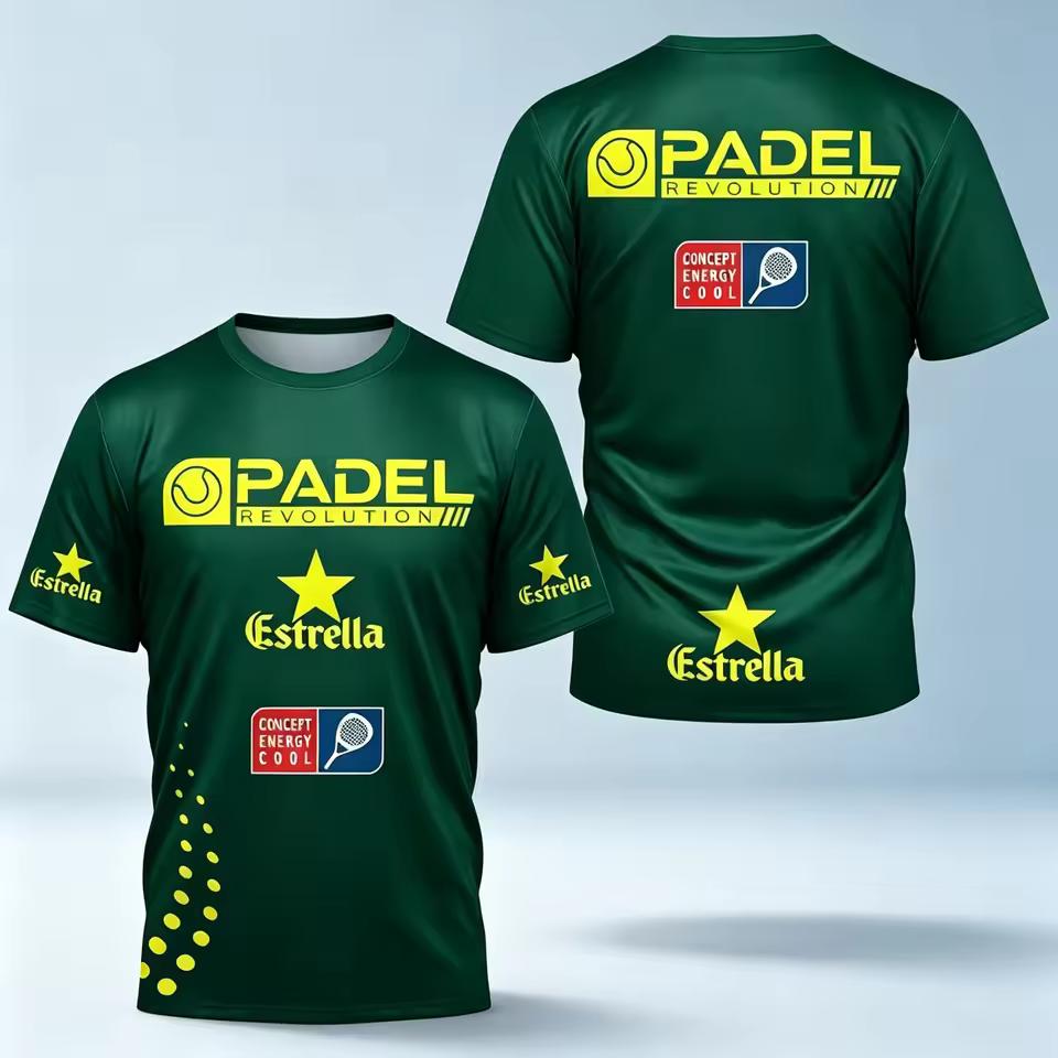 Pánské 3D potisk Padel Revolution Estrella dres Prodyšné Rychleschnoucí Krátký rukáv Padel tenisové tričko Sportovní trénink Fanouškovská uniforma Vrcholy