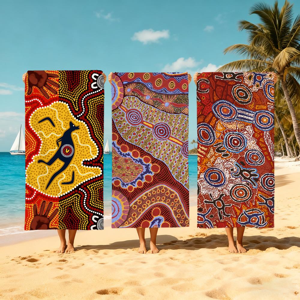 Art A-Australian A-Aboriginal Towel Large Quick-Drying Microfiber soft Beach Towel for Travel Fitness Sauna Bathing Camping