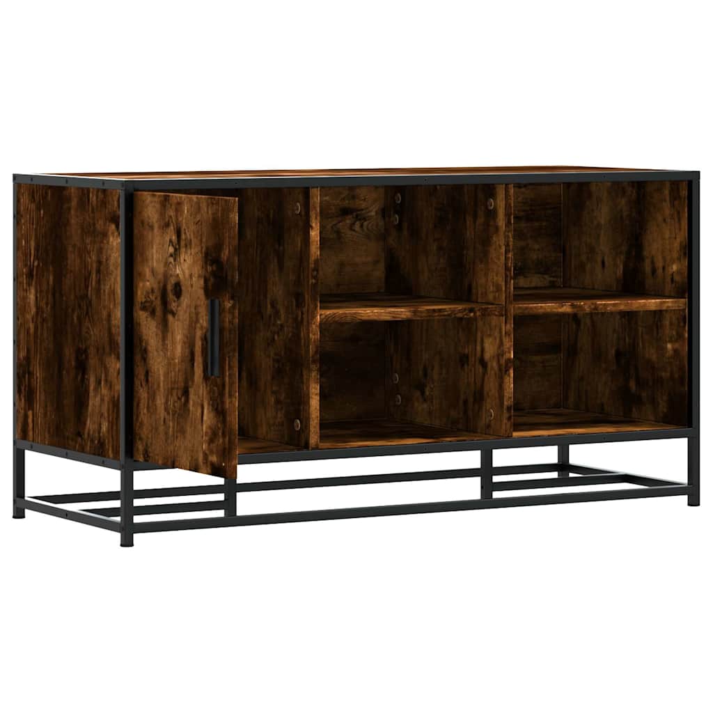 Shoe Bench Smoked Oak 100 x 40 x 53.5 cm Wood Based Panel and Metal