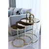 Wired 3-seat Nesting Coffee Table Gold Leg Bronze Mirrored