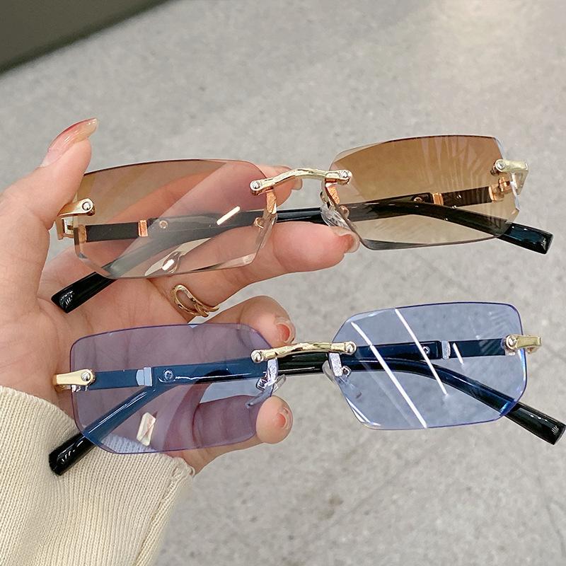

Metal Frameless Trimmed Square Frame Sunglasses Women S Trend Glasses