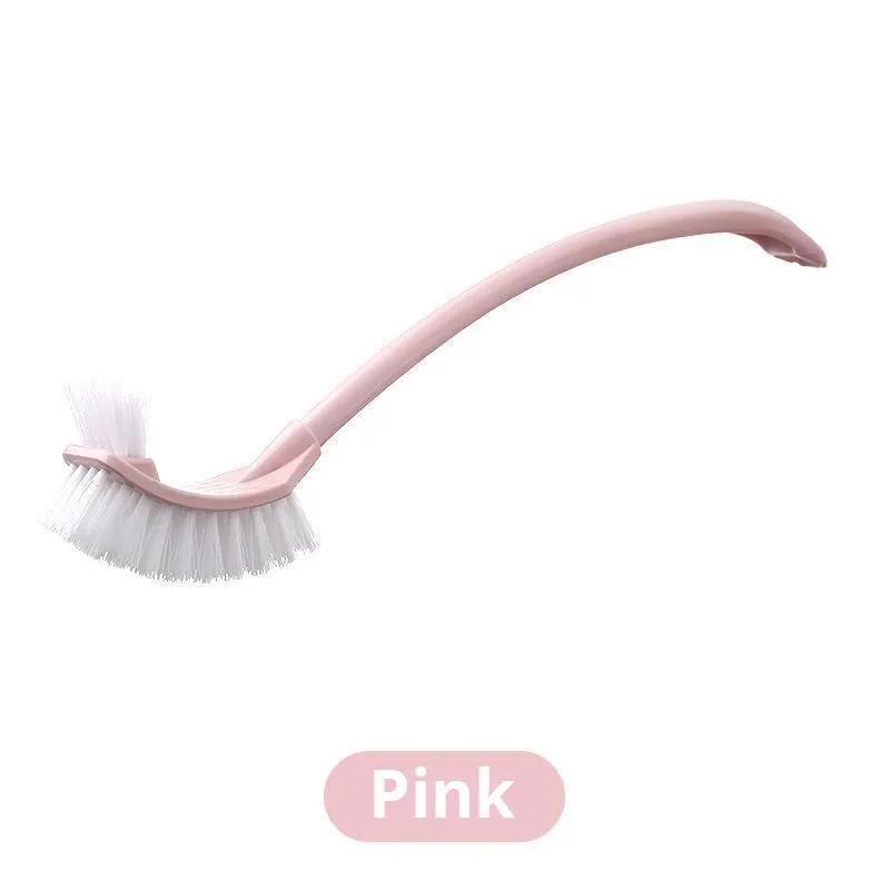 Multi-function Double Head Clean Toilet Brush Soft Hair Plastic Curved Brush Bathroom Cleaning Long Handle Corner Brush