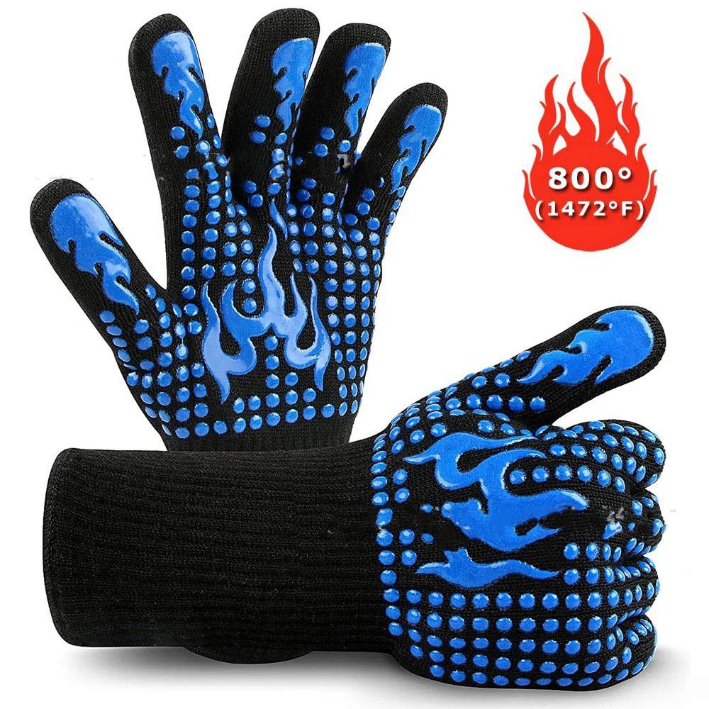 500-800 Centigrade BBQ Fire Gloves Flame Retardant Non-slip Fireproof Extreme Heat Resistant Microwave Oven Gloves Oven Mit