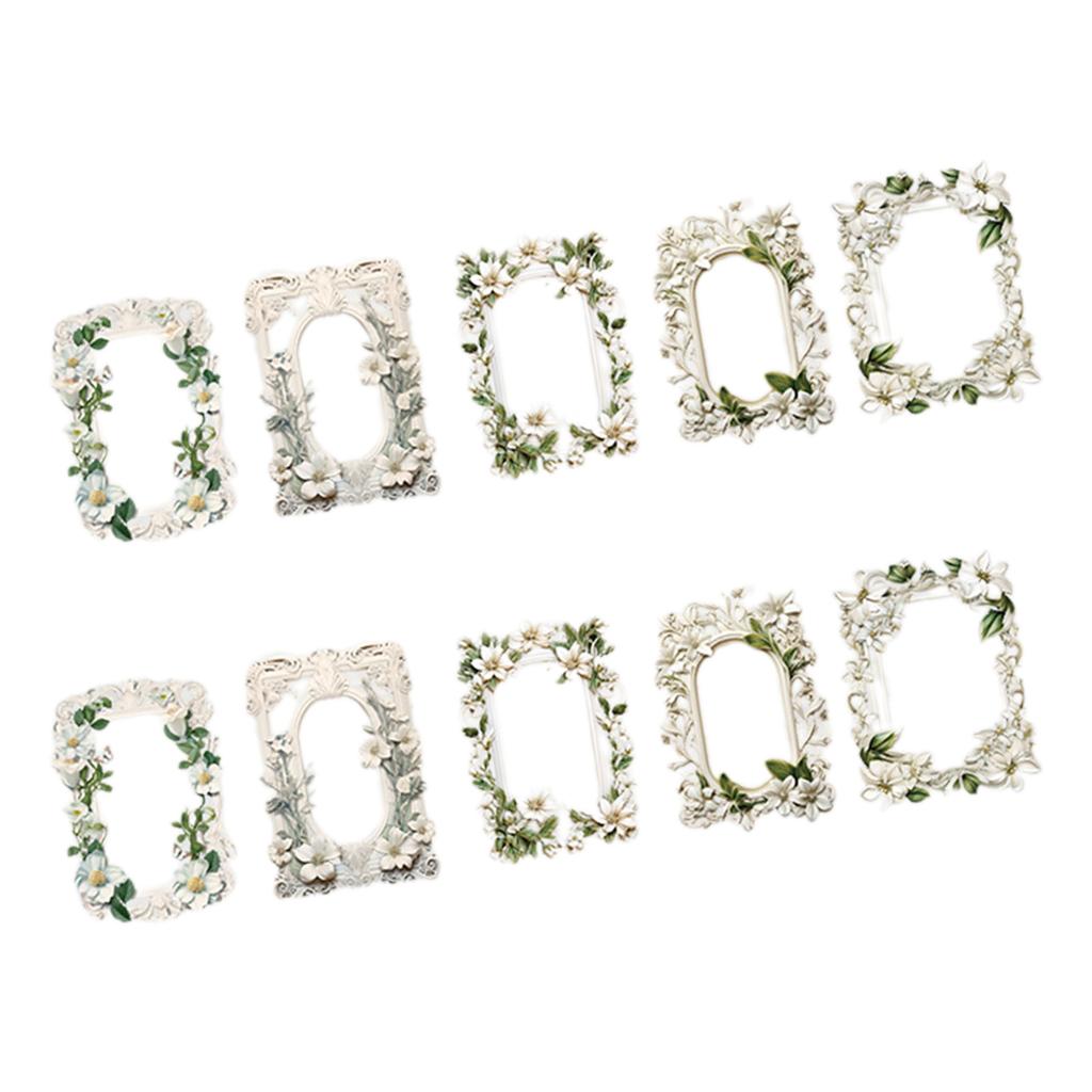 10 Blatt Vintage Blumen Geprägtes Collagepapier Vintage Rahmen Ausschnitt Rand für Basteljournal Dekoration Valentinskarte