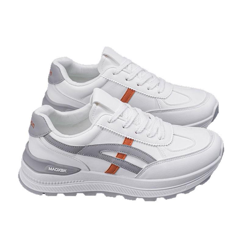 Spring Women's Breathable White Sneakers, Versatile Korean Style with Thick Soles for Height Boost, Casual Dad Shoes
