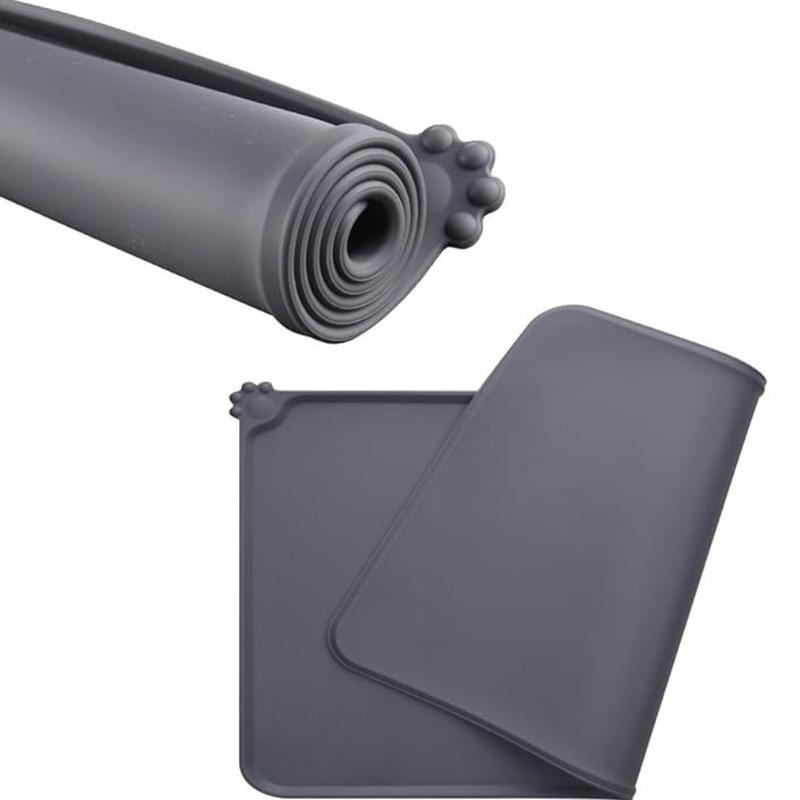 Tapis pour nourriture d'animaux en silicone Antidérapant Tapis pour gamelles de chien Imperméable Pour chiens Chats Nourriture Eau Tapis d'alimentation Anti-éclaboussures Protection de sol Hiver