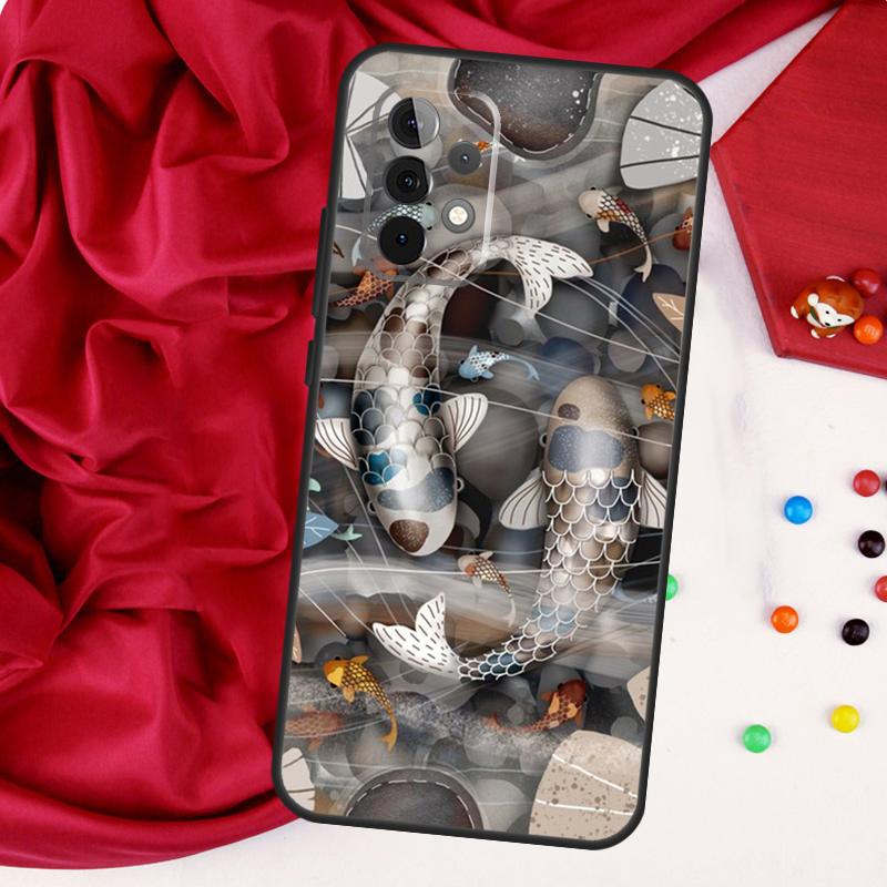 Koi Carp Fish Yin Yang For Samsung Galaxy A15 A55 A53 A33 A35 A22 A32 A52 A54 A34 A14 A56 A36 A26 A16 A05 A06 Case