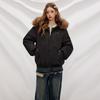UNIFREE American Retro Hooded Padded Jacket with Fur Collar