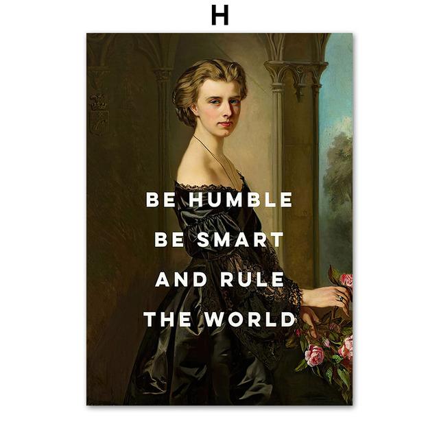 Vintage Flower Noble Girl Portrait Abstract Feminist Art Canvas Painting Posters And Prints Wall Pictures For Living Room Decor No Frame