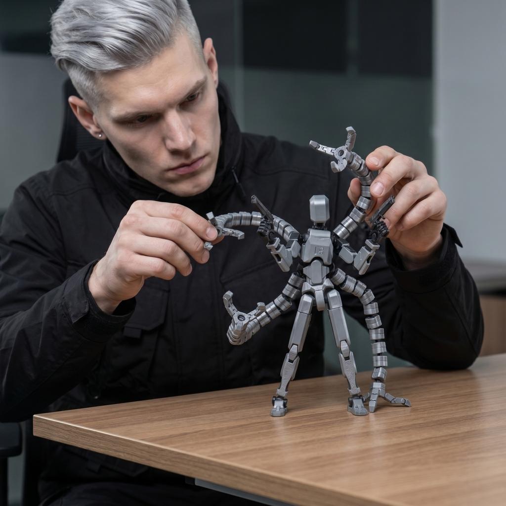 Articulated Action Figure Model Kit with Multiple Interchangeable Hands and Weapons 3D Printed DIY Assembly Poseable Collectible Display