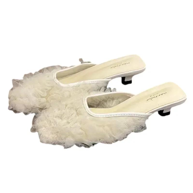 Fashion Women's Slippers Fashion Heeled Shoes Designer Slingback Sandals Cozy 2025 Woman Mules Shoes Summer Casual Luxury Mujer Zapatos