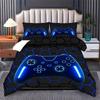 2/3-teiliges Bettbezug-Set mit Gamecontroller-Muster, Hellblau, Trendy Digitaldruck-Bettwäsche mit Reißverschluss, Maschinenwaschbar