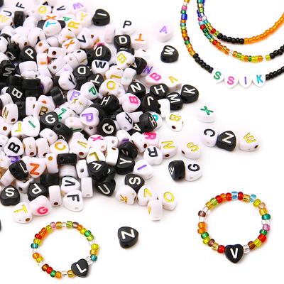 15 g/woreczek 7*7*4 mm Akrylowe Serce Angielski List Koraliki Ręcznie robiony Materiał DIY Materiał do robienia naszyjników Luźne Koraliki Akcesoria