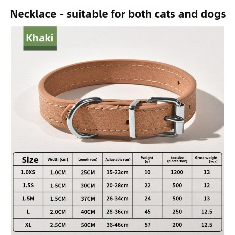 Pet Collar Large Dog Chain Waterproof and Wear-resistant Dog Cat Collar PU Leather Medium and Small Dog Bell Collar