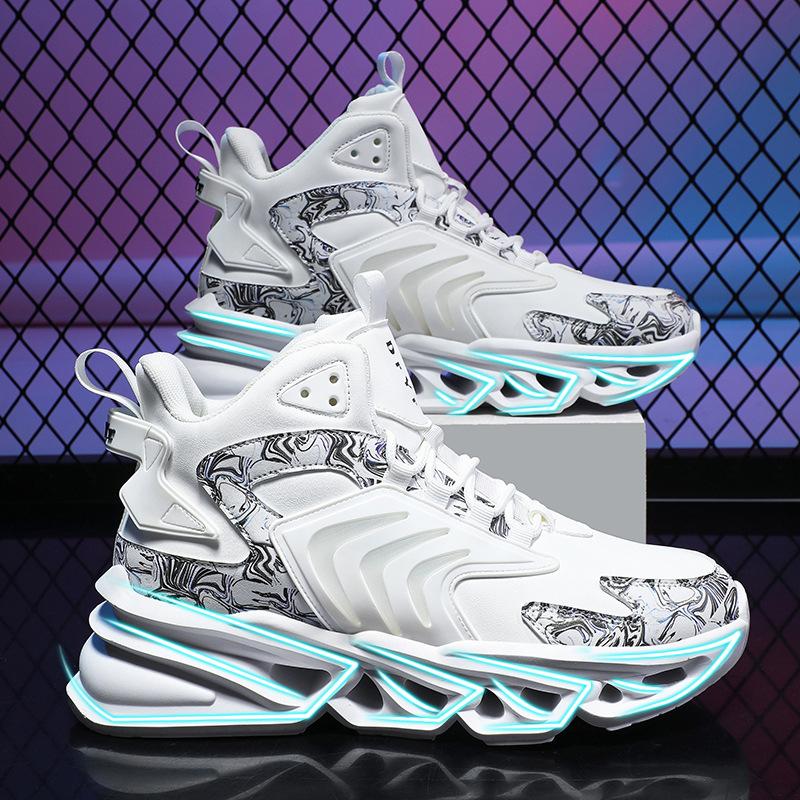 New winter leather blade sole men's shoes platform Guochao dad shoes men's running shoes 46 large size sports shoes