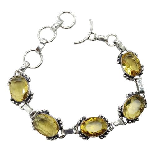 Citrine Gemstone Silver Plated Handmade Bracelet Jewelry BR 06