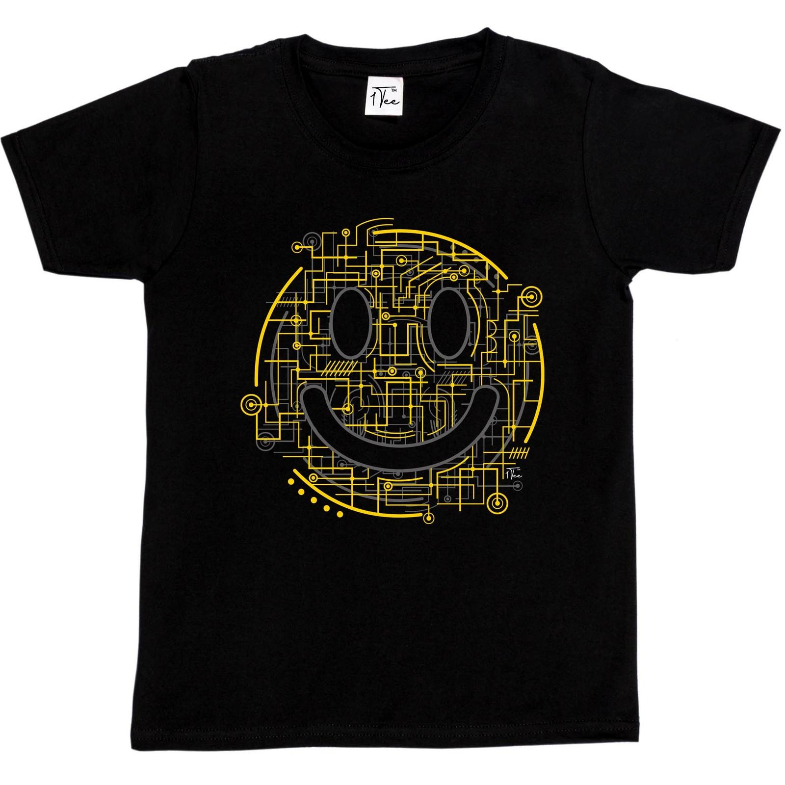 1Tee Kids Boys Electric Technology Smiling Face T-Shirt XXL