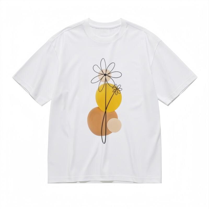 

Women s Breathable Classic T-Shirt Minimalist Blossom with Geometric Accents Tee 2XL