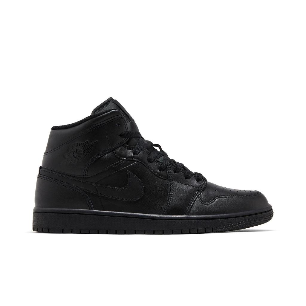 Air Jordan 1 Mid 'Triple Black' 2022 (Unisex) Black / Black / Black Vintage Basketball Shoes 554724 093