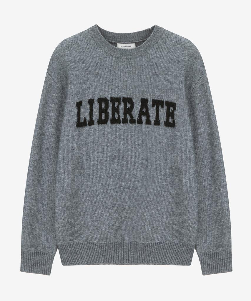 MINDBRIDGE Boucle Lettering Semi-Oversized Knit