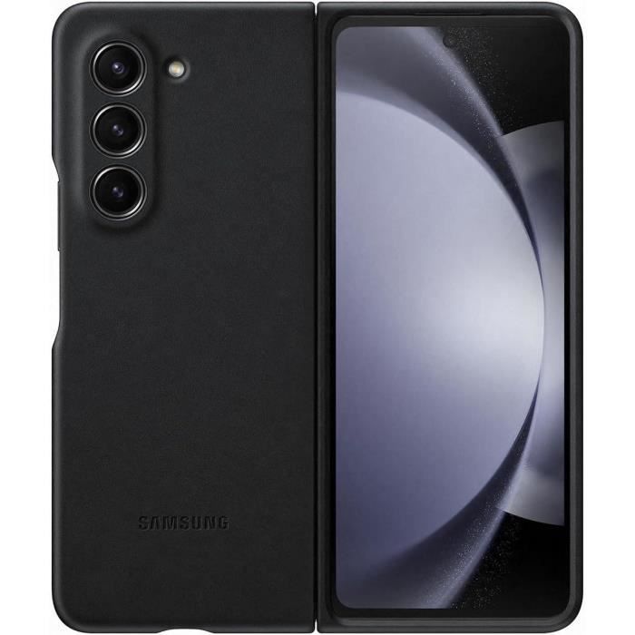 Coque téléphone - samsung - galaxy z fold 5 - simili cuir - graphite - souple