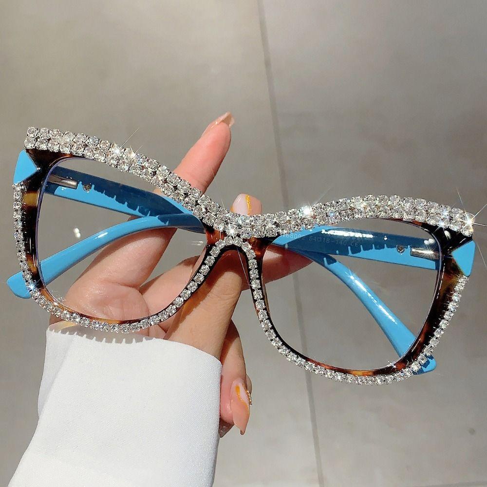 Luxury Anti-Blue Light Glasses INS Women Spectacles Trendy Rhinestone Glasses Outdoor Activities