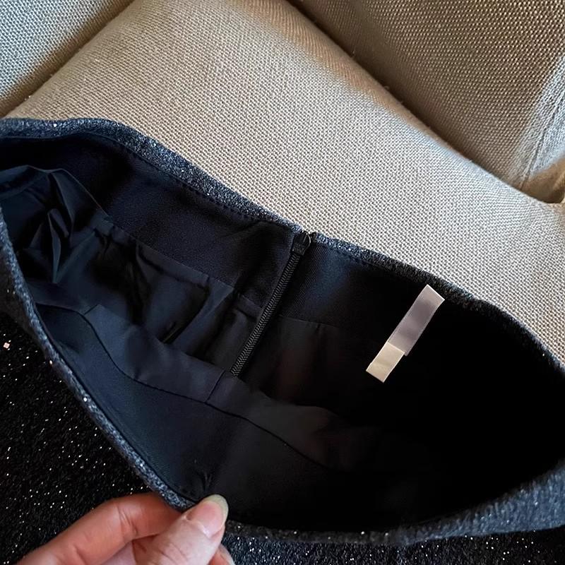 Dámské černé vlněné áčkové šortky - Podzim/Zima 2024 Ležérní styl se širokými nohavicemi