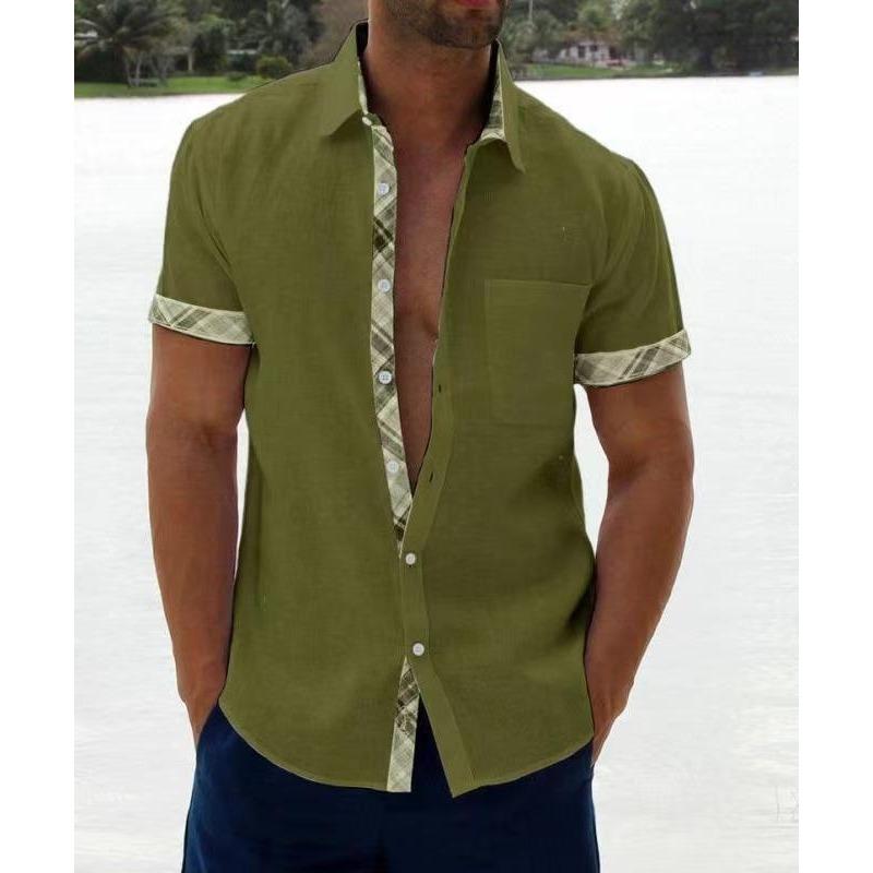 Summer New Arrival Men Lapel Short Sleeve Shirt Casual Classic Versatile Daily Fashion Tops