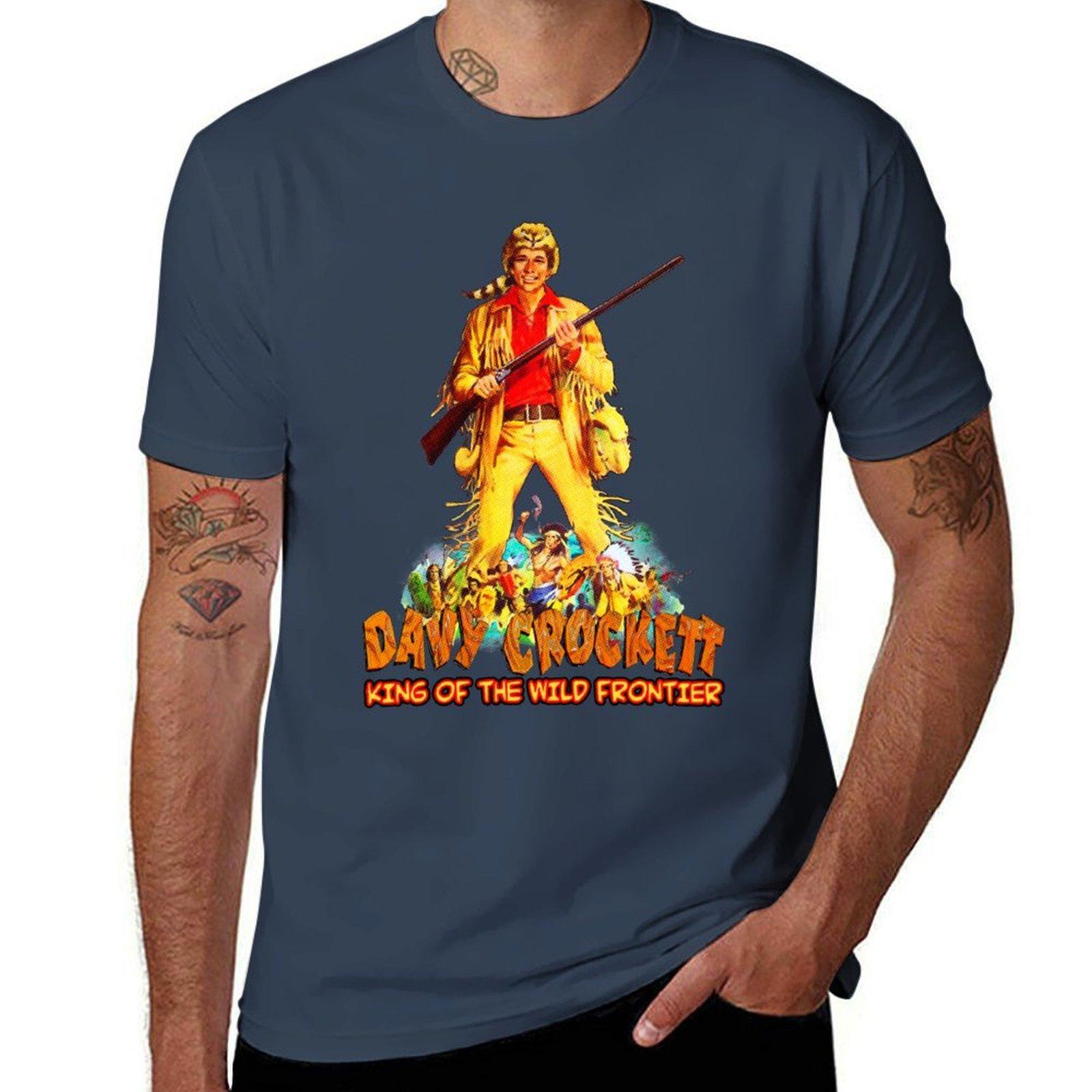 Davy Crockett King of The Wild Frontier Retro Watercolor Illustration TShirt Durable Work Wear TShirt S