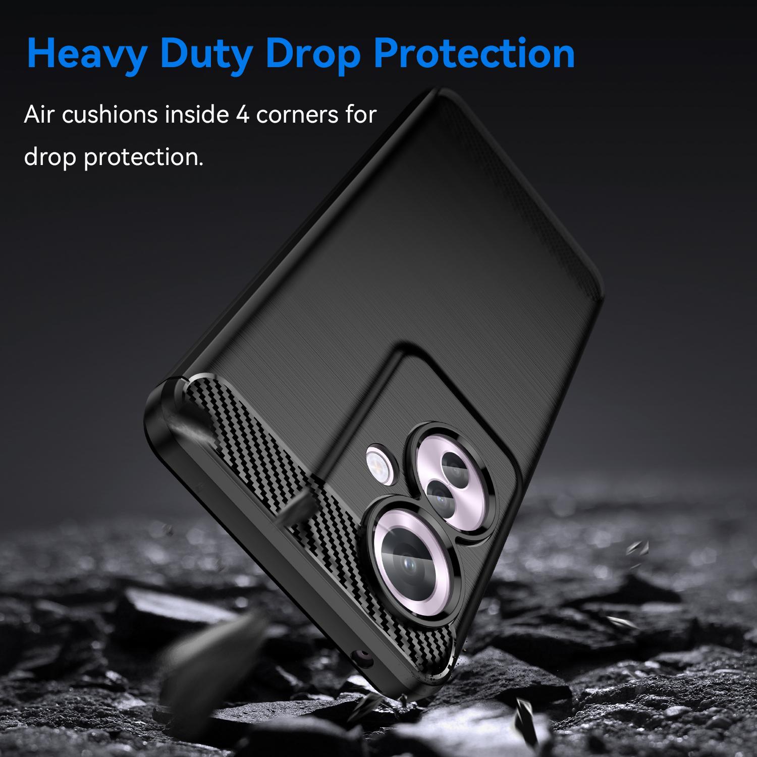 

For Oppo Reno11 F 5G TPU Case Carbon Fiber Texture Back Phone Cover Black
