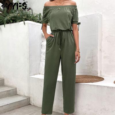 Mode femme décontracté couleur unie imprimé été printemps manches courtes pantalons combinaisons et barboteuses