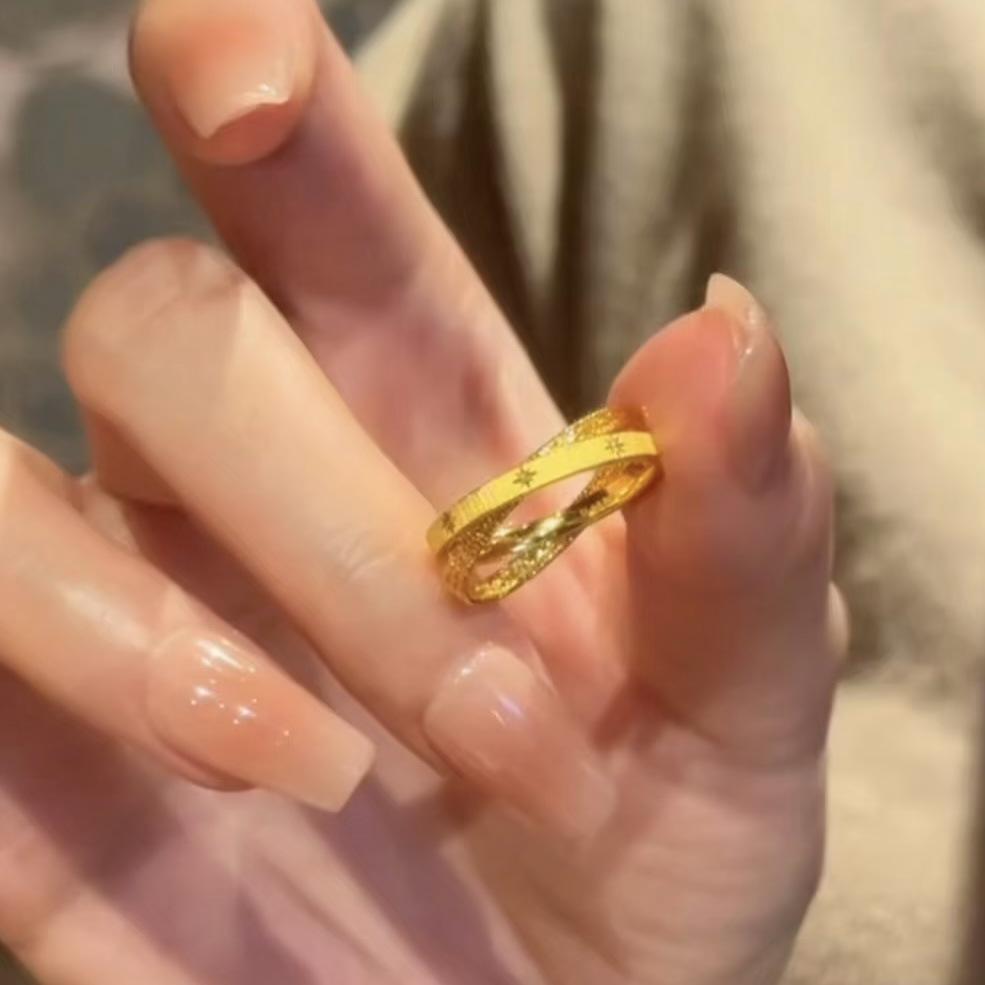 925 Sterling Silver Retro Brushed Open Finger Ring - Women's High-End Niche Light Luxury, Trendy and Non-Fading.