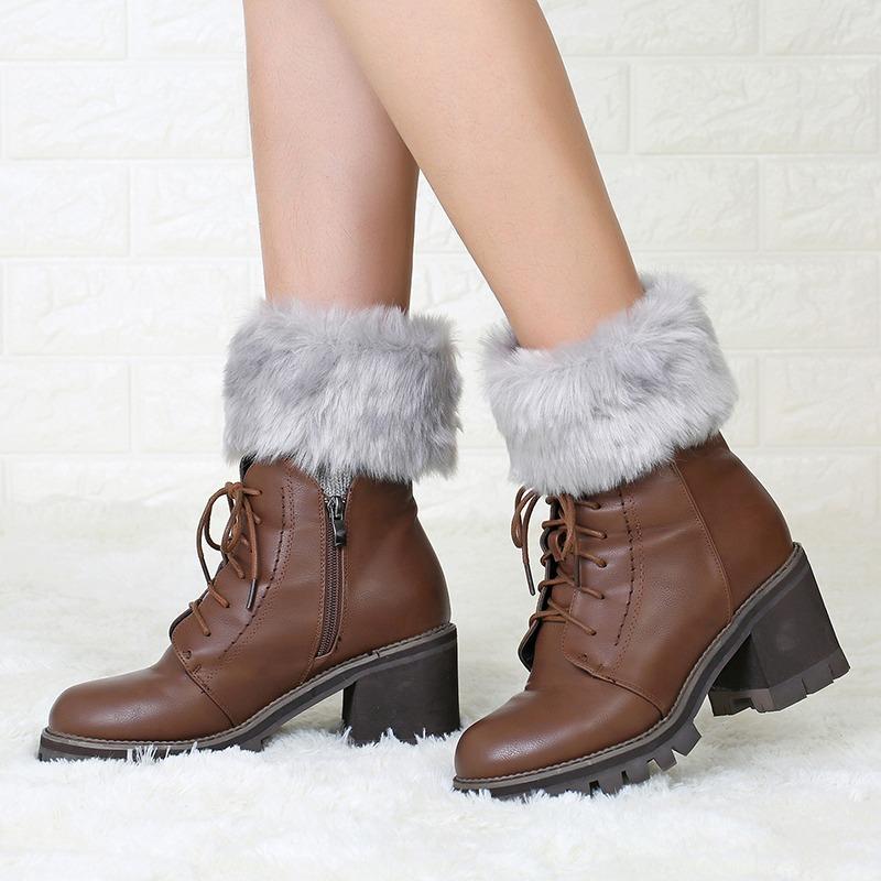 Women's Winter New Average Size Short Flip Flop Fur Warm Socks Boot Covers Knitted Wool Leg Warmers Breathable Anti-friction