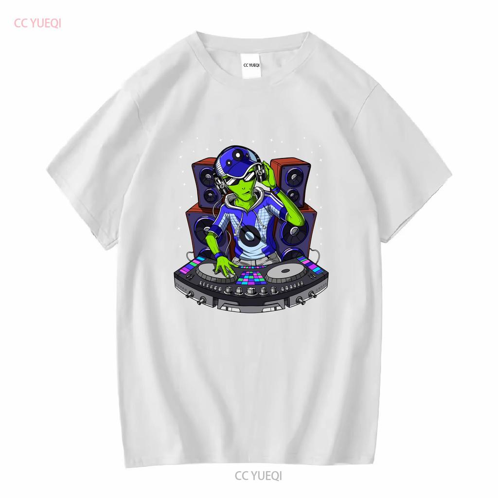 Alien Techno DJ T Shirt Psytrance Dubstep Music House EDM Festival Clothing Outfit Long or Short Sleeves Vintage Washed Soft