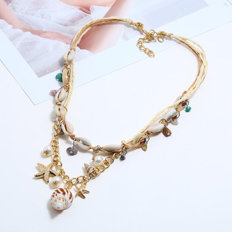 Unique Starfish Shell Choker Necklace for Women Retro Large Conch Collar Necklace Statement Pendant Neck Jewelry Gift