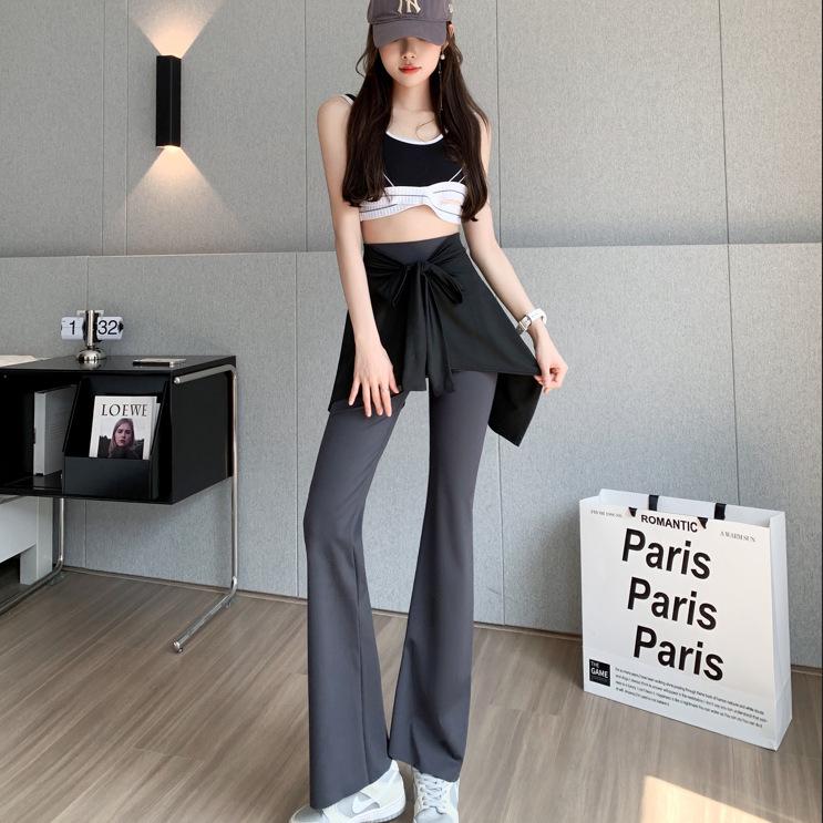 High-Waisted Slim Fit Velvet Wide-Leg Yoga Pants for Spring, Autumn, and Winter