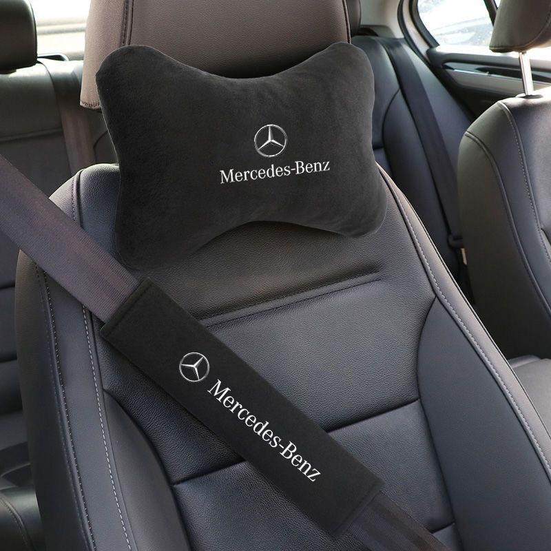 Car Headrest Neck Pillow Head And Neck Support Seat Belt Shoulder Pad Covers for Mercedes Benz AMG E Class C200 GLC GLK CLA GLA BB1