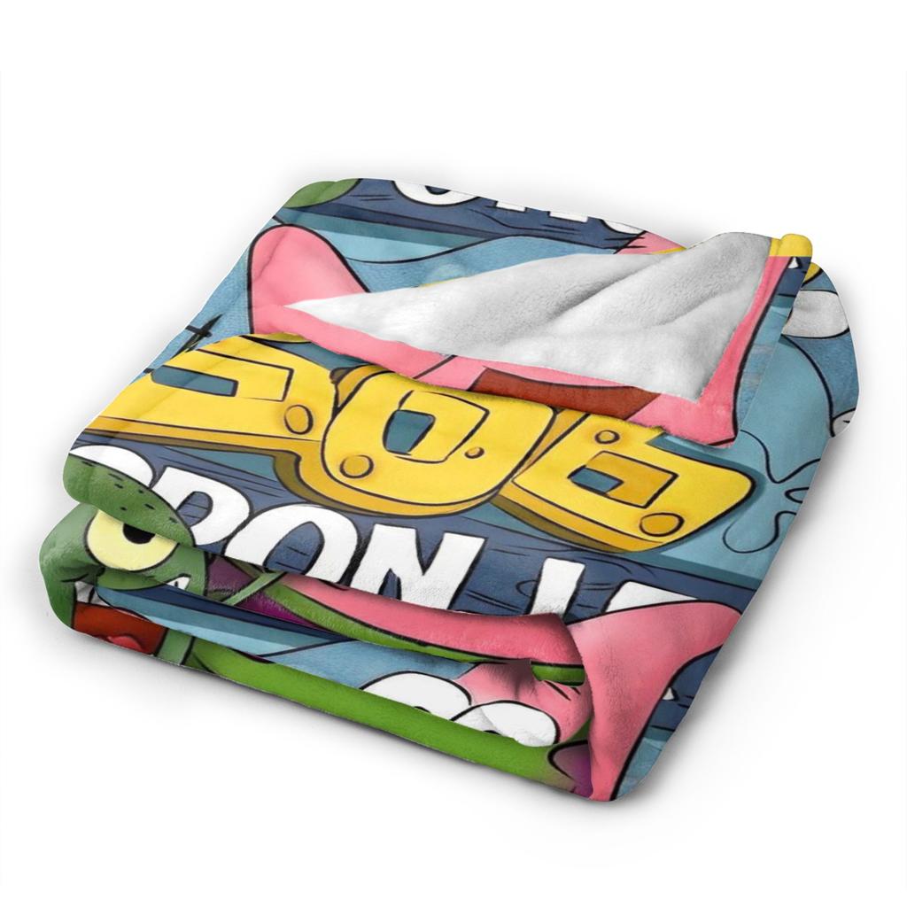 SpongeBob SquarePants Cartoon Blankets Fleece Lightweight Thin Throw Blanket for Bedroom Sofa Bed Rug