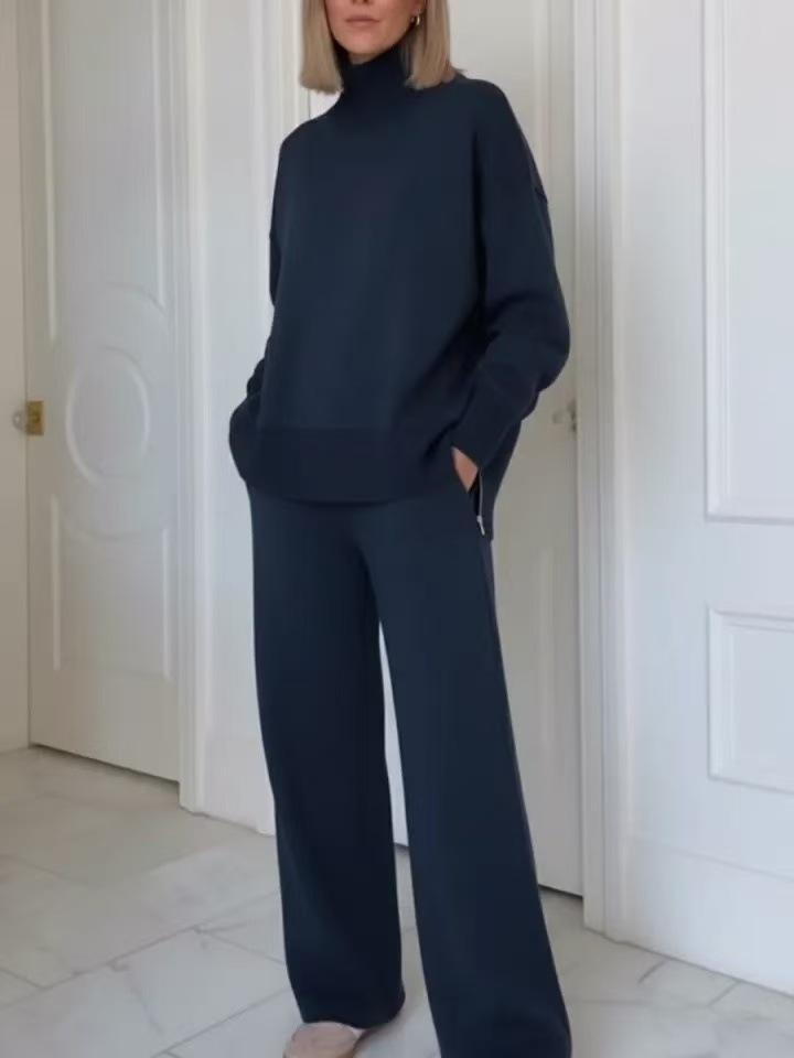 2025 European Women s Fashion - Solid Color Casual 2-Piece Set for Commuting 2XL